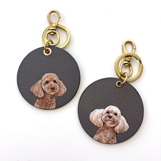 Saffiano round bag charm
