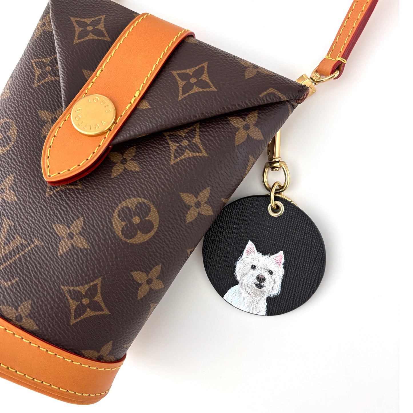 Saffiano round bag charm