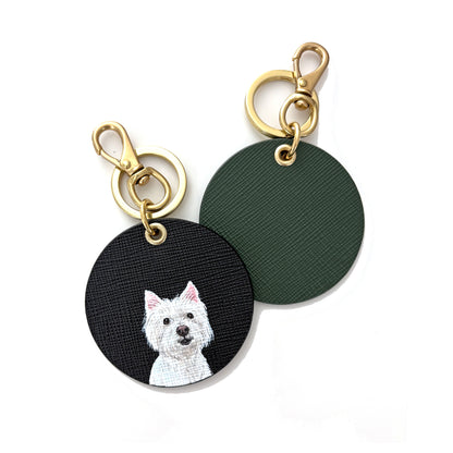 Saffiano round bag charm