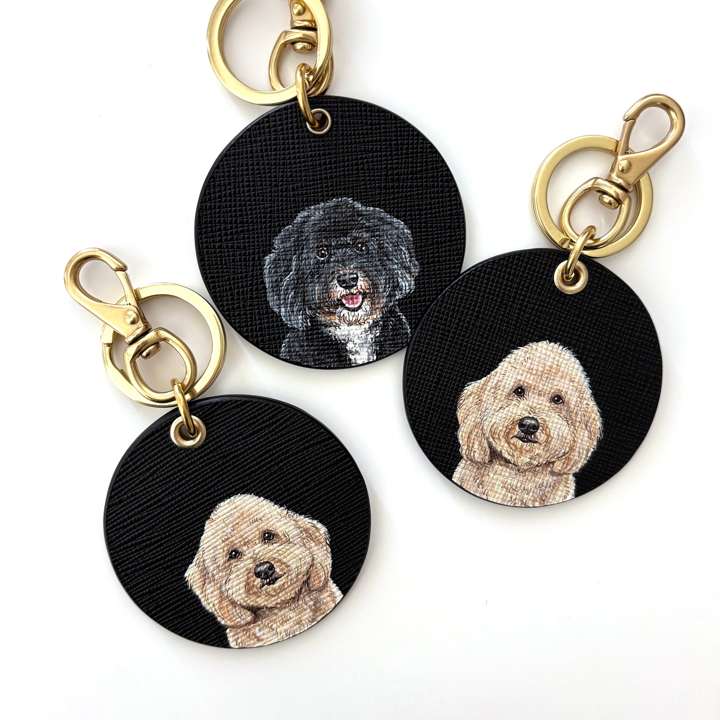 Saffiano round bag charm