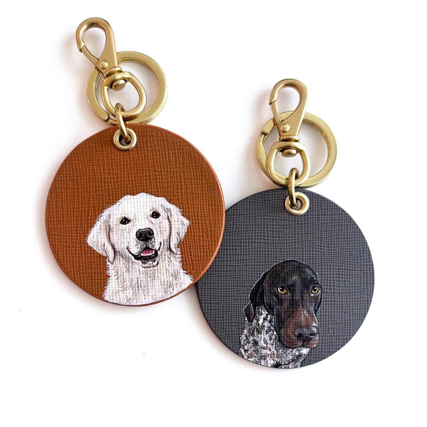 Saffiano round bag charm